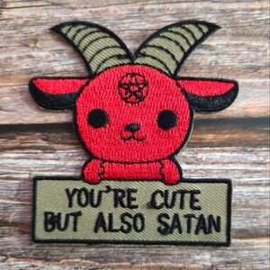 Satanic Cute Goat Y2k Goth Punk Embroidered Iron on Patch